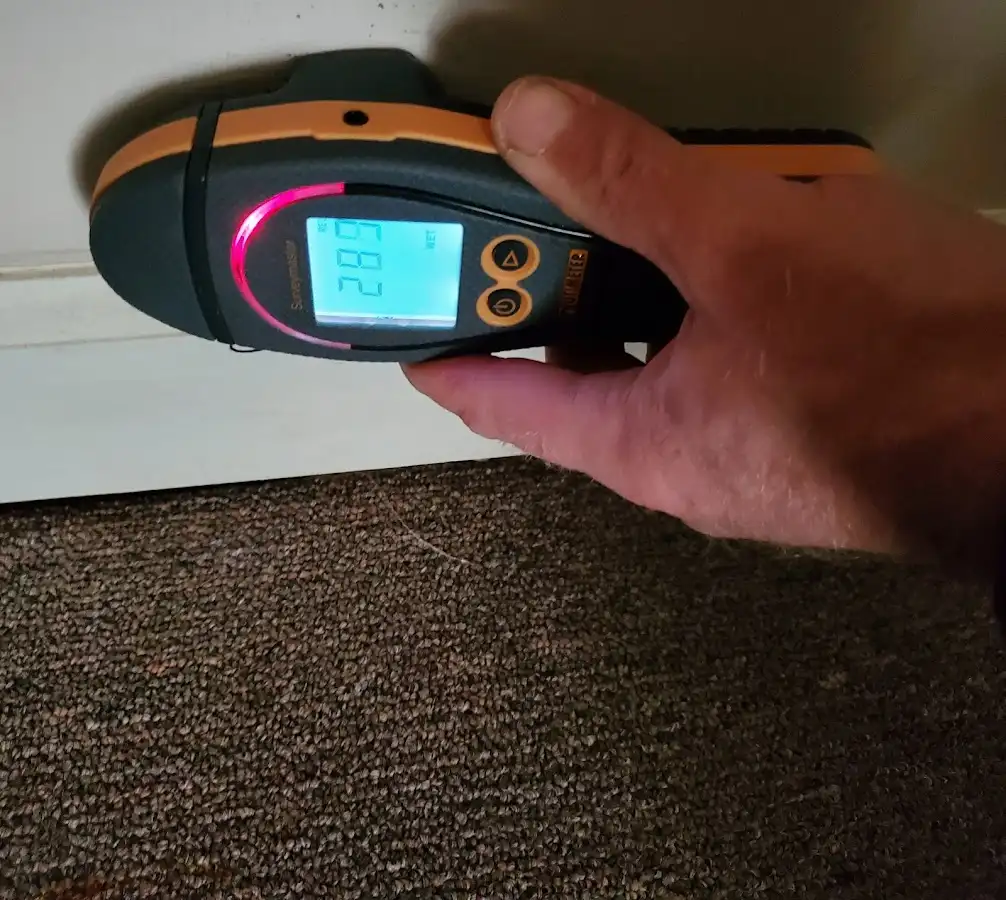 Moisture detection at baseboard during Mold Inspection & Testing in Topsham